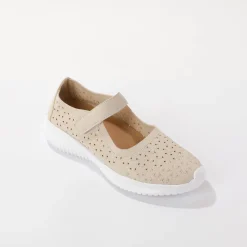 Ballerina's|Schoenen<Blancheporte Soepele schoenen met riempjes en ajour beige