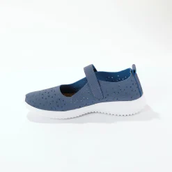 Ballerina's|Schoenen<Blancheporte Soepele schoenen met riempjes en ajour jeansblauw