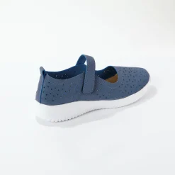 Ballerina's|Schoenen<Blancheporte Soepele schoenen met riempjes en ajour jeansblauw
