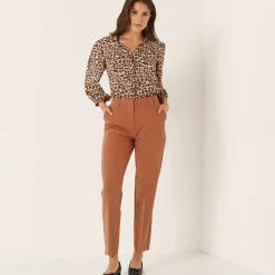 Feestoutfits Dames|Broek<Blancheporte Soepele slimbroek karamel