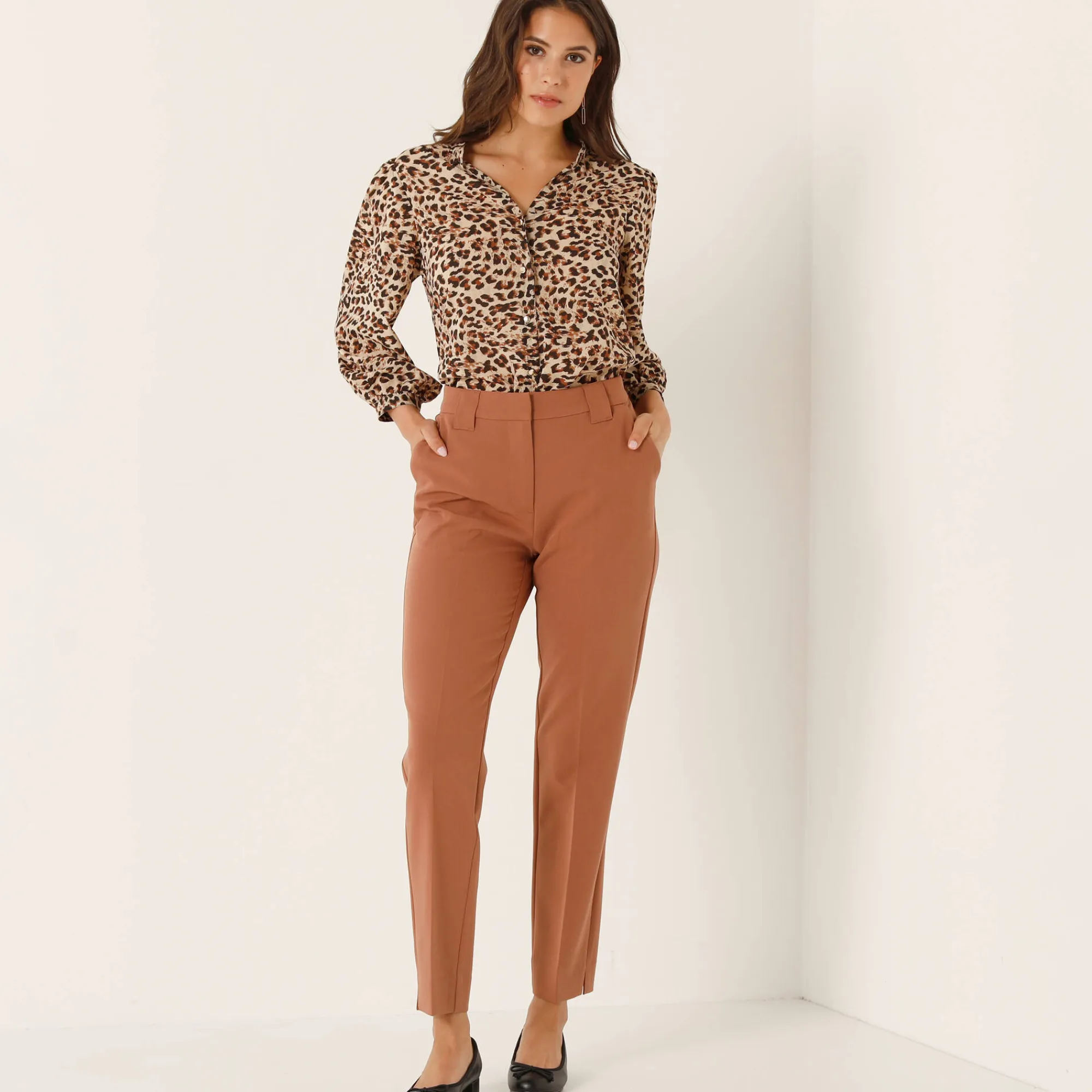 Feestoutfits Dames|Broek<Blancheporte Soepele slimbroek karamel