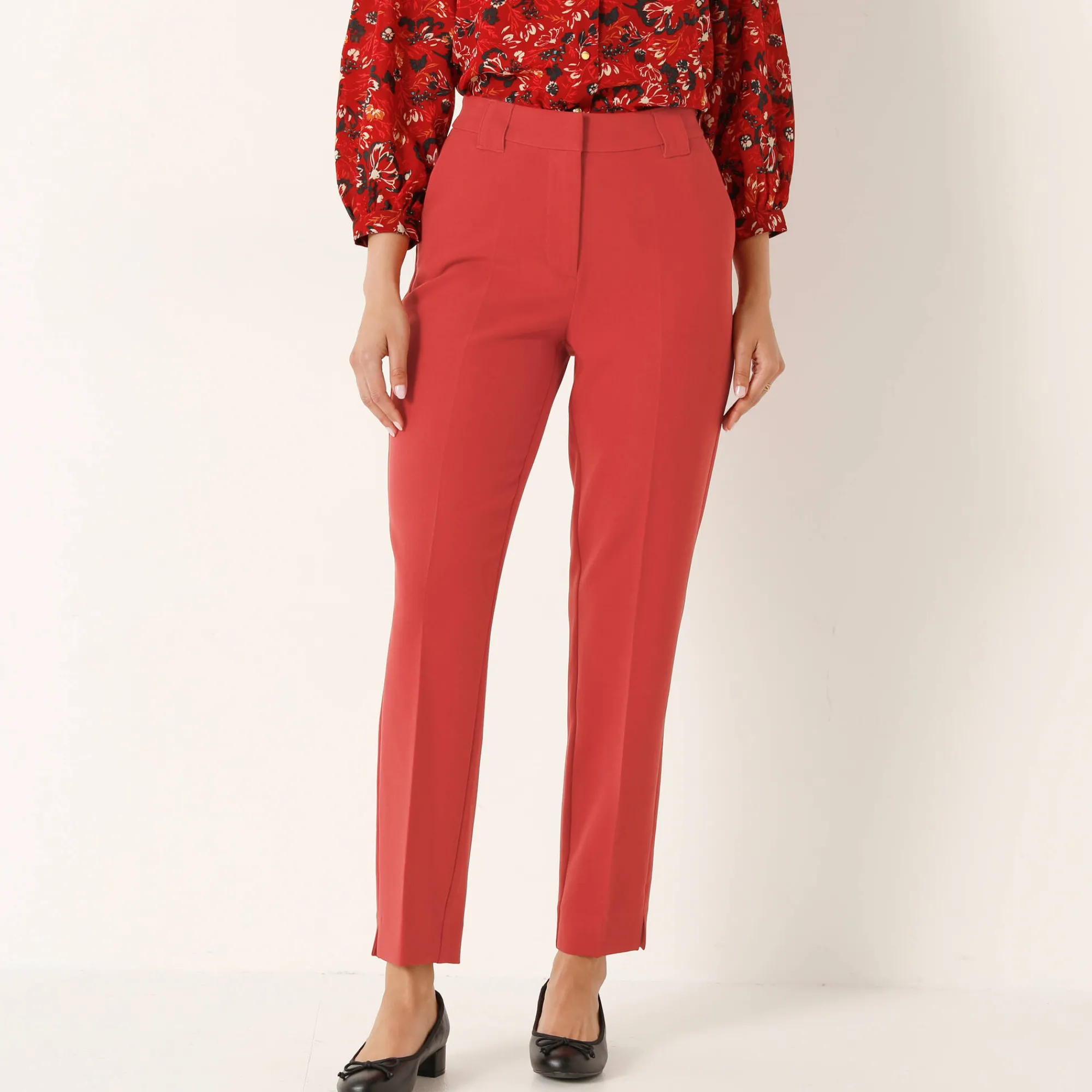 Broek<Blancheporte Soepele slimbroek rood