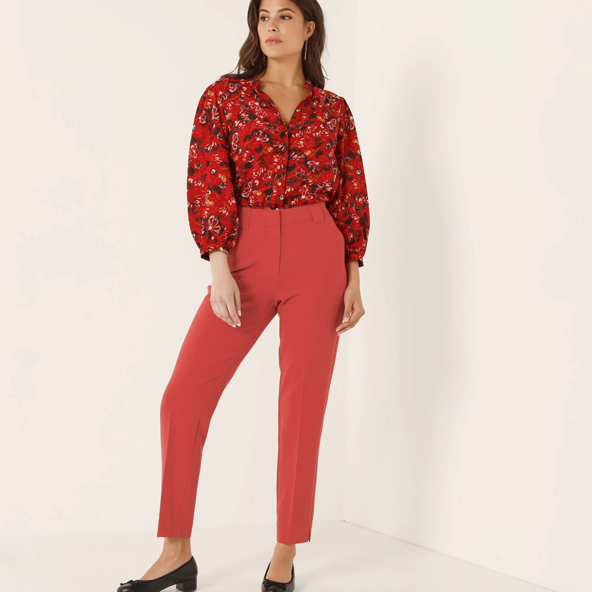Broek<Blancheporte Soepele slimbroek rood
