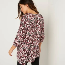 Feestoutfits Dames|Bloes En Tuniek<Blancheporte Soepele tuniek met bloemenprint, 3/4-mouwen zwart / rood