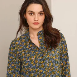 Bloes En Tuniek<Blancheporte Soepelvallende blouse met bloemenprint kaki / blauw
