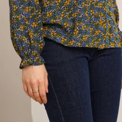 Bloes En Tuniek<Blancheporte Soepelvallende blouse met bloemenprint kaki / blauw