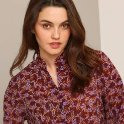Bloes En Tuniek<Blancheporte Soepelvallende blouse met bloemenprint bordeaux / zwart