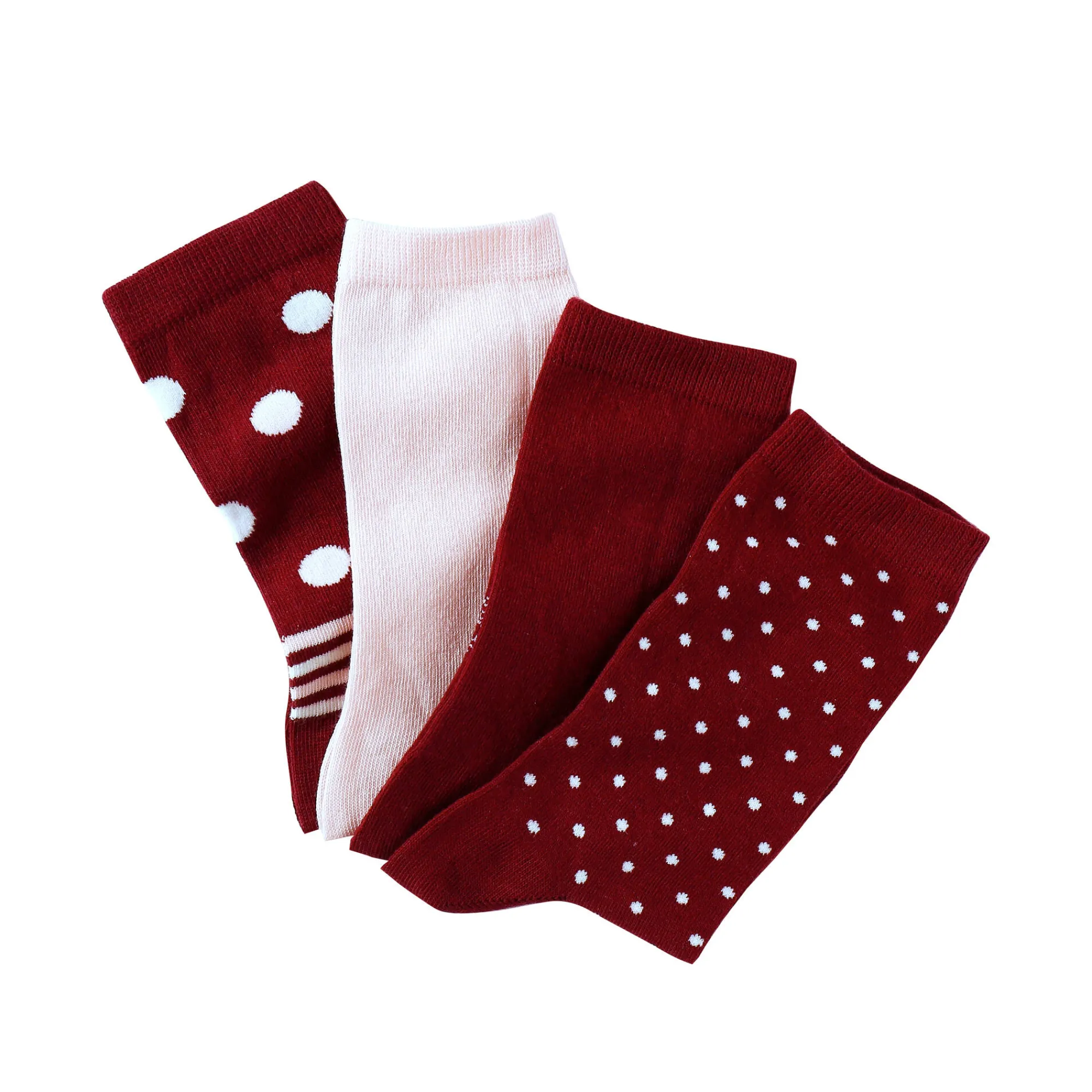 Panty’s, Kniekousen En Sokken<Blancheporte Sokken, effen en met bolletjes - set van 4 paar bordeaux / roze