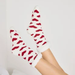 Panty’s, Kniekousen En Sokken<Blancheporte Sokken met nepbont en hartjesmotief - het paar ecru / rood