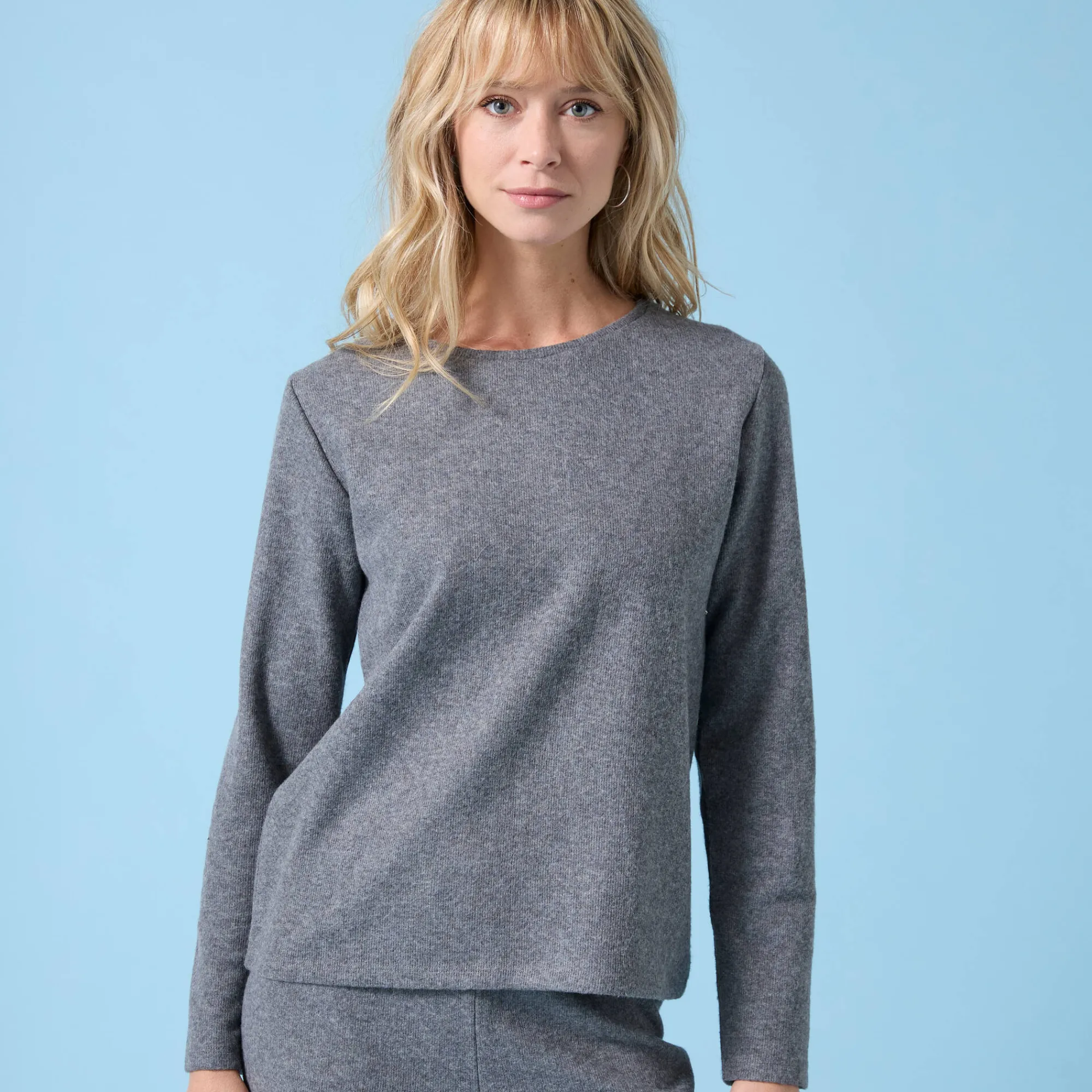 T-Shirt En Topje<Blancheporte Speciaal T-shirt voor kleine meisjes, ronde hals, geribbeld chiné antraciet