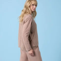 Trui En Vest<Blancheporte Speciale mouwloze trui voor kleine meisjes, ribbelsteek, zacht aanvoelend chiné hazelnootbruin