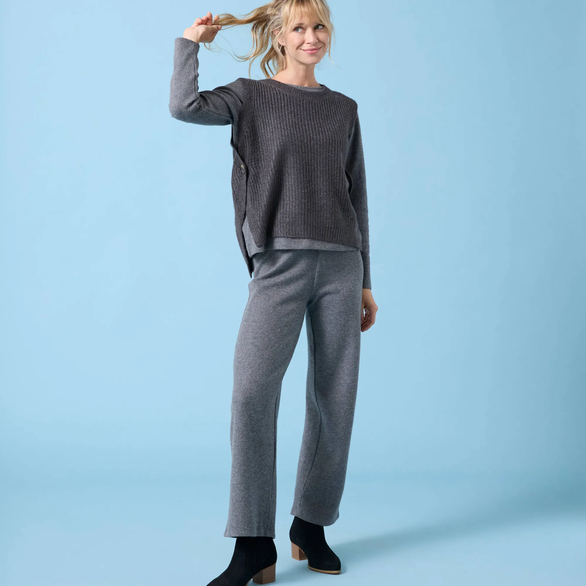Trui En Vest<Blancheporte Speciale mouwloze trui voor kleine meisjes, ribbelsteek, zacht aanvoelend chiné antraciet