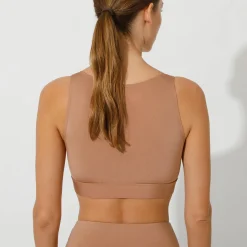 Beha<Blancheporte Sportbeha in glanzende microvezel marron glacé