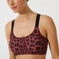 Beha<Blancheporte Sportbeha in microvezel met dierenhuidprint pruim / zwart