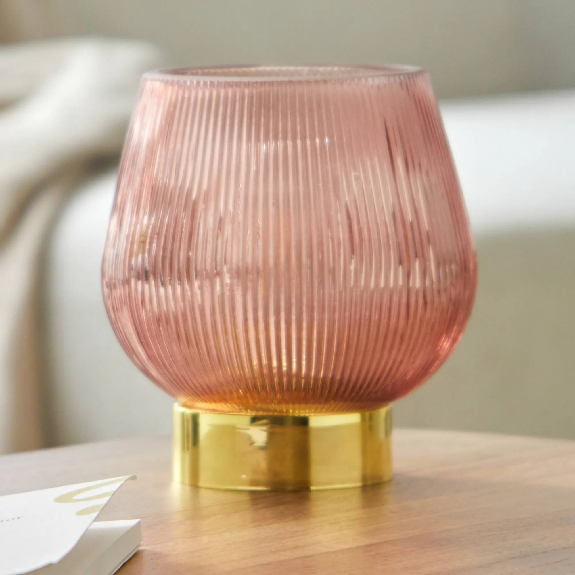 Decoratieartikel<Blancheporte Staande ledlamp in gekleurd glas parmaroze