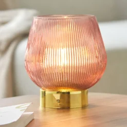 Decoratieartikel<Blancheporte Staande ledlamp in gekleurd glas parmaroze