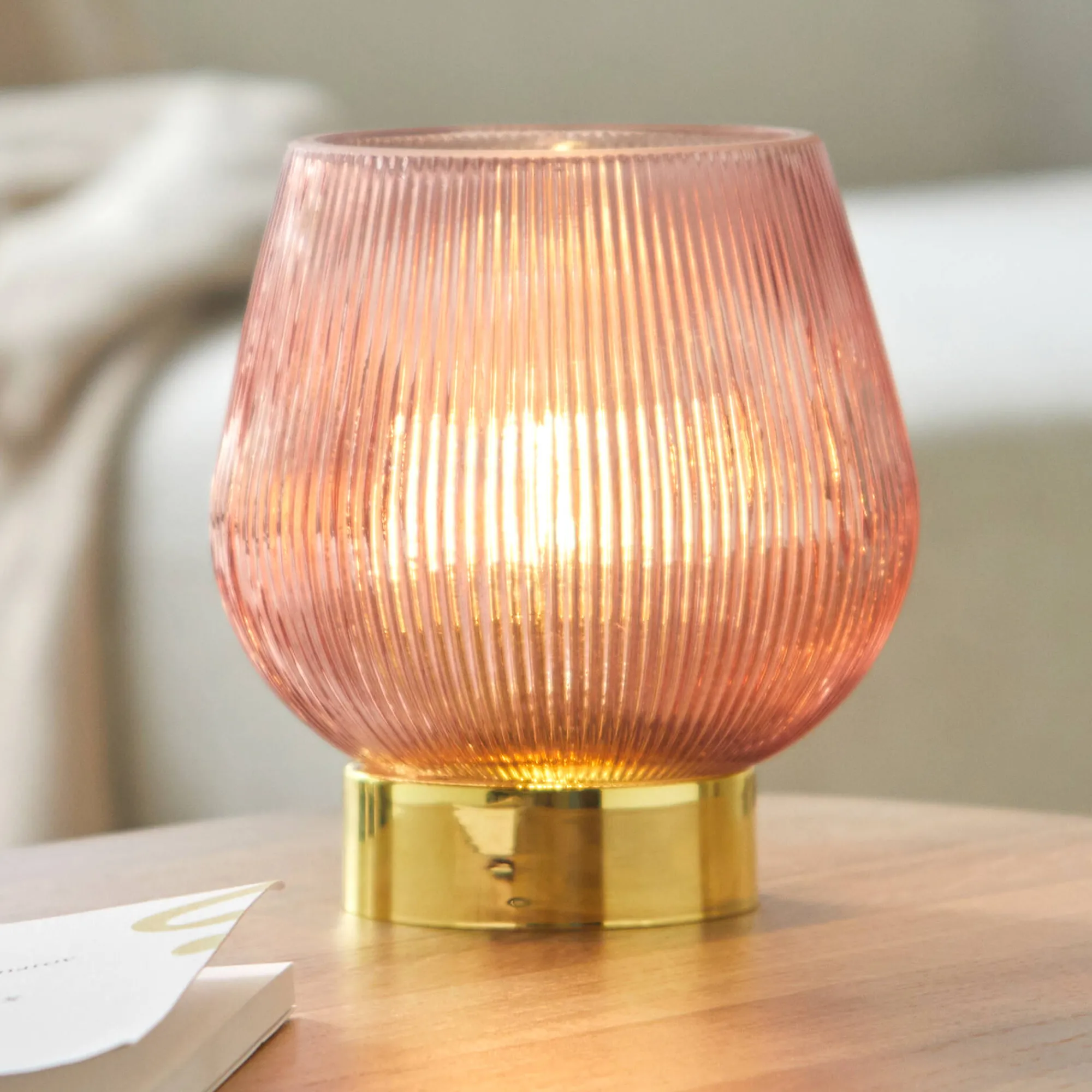 Decoratieartikel<Blancheporte Staande ledlamp in gekleurd glas parmaroze