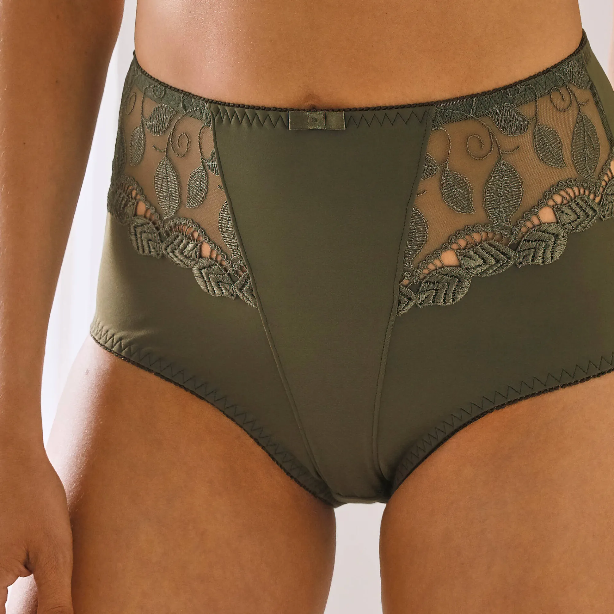 Slip En Shorty<Confidence Lingerie Step-in broekje in microvezel en guipure Rima - set van 2 kaki