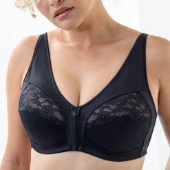 Beha<Blancheporte Steungevende beha in kant en tricot - zonder beugels zwart