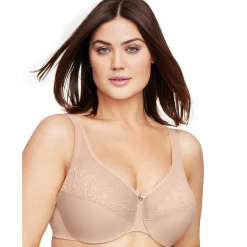 Beha<Glamorise Steungevende beha in kant "Wonderwire" - met beugels huidkleur