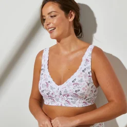 Beha<Confidence Lingerie Steungevende beha in katoen met bloemenprint "Capella" - zonder beugels wit