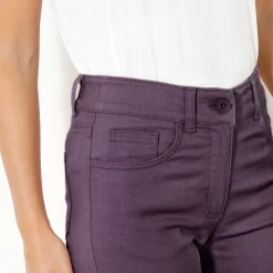 Broek<Colors&Co Steungevende broek voor kleine lengte, binnenpijplengte 75 cm aubergine