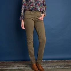 Broek<Colors&Co Steungevende broek voor kleine lengte, binnenpijplengte 75 cm olijfgroen