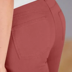 Broek<Colors&Co Steungevende broek voor kleine lengte, binnenpijplengte 75 cm terracotta
