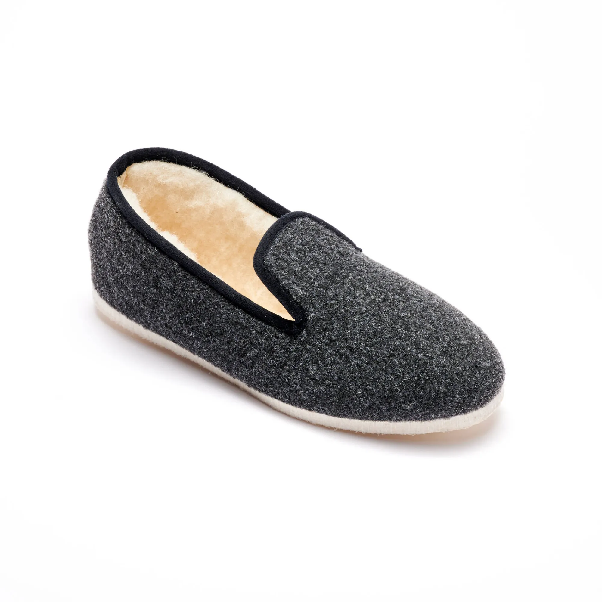 Schoenen|Schoenen Heren<Blancheporte Stille, effen pantoffels met wolvoering antraciet
