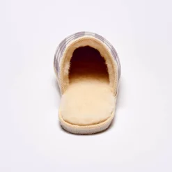 Schoenen|Schoenen Heren<Blancheporte Stille, geruite muiltjes met wolvoering taupe