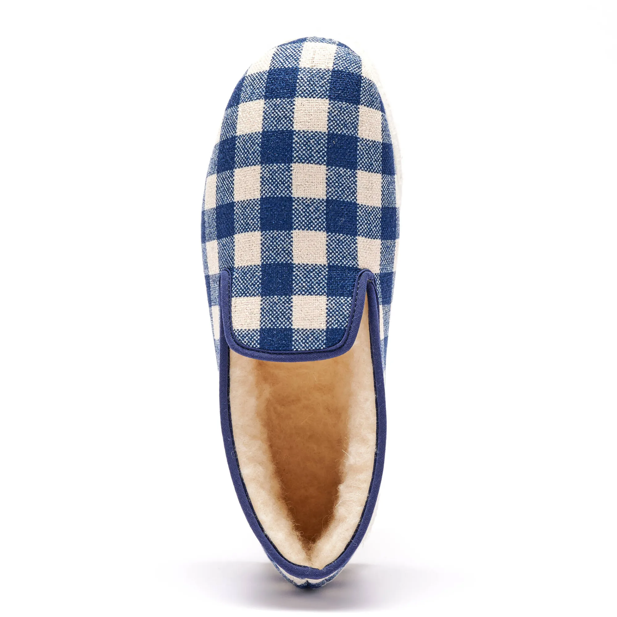 Schoenen|Schoenen Heren<Blancheporte Stille, geruite pantoffels met wolvoering marineblauw
