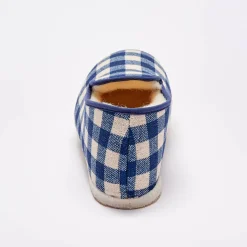Schoenen|Schoenen Heren<Blancheporte Stille, geruite pantoffels met wolvoering marineblauw