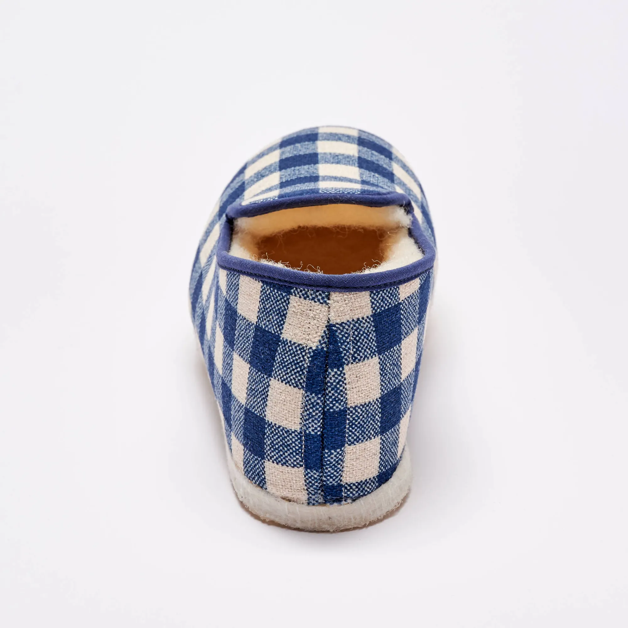 Schoenen|Schoenen Heren<Blancheporte Stille, geruite pantoffels met wolvoering marineblauw