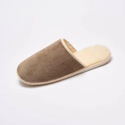 Schoenen|Schoenen Heren<Blancheporte Stille muiltjes in velours met wolvoering taupe