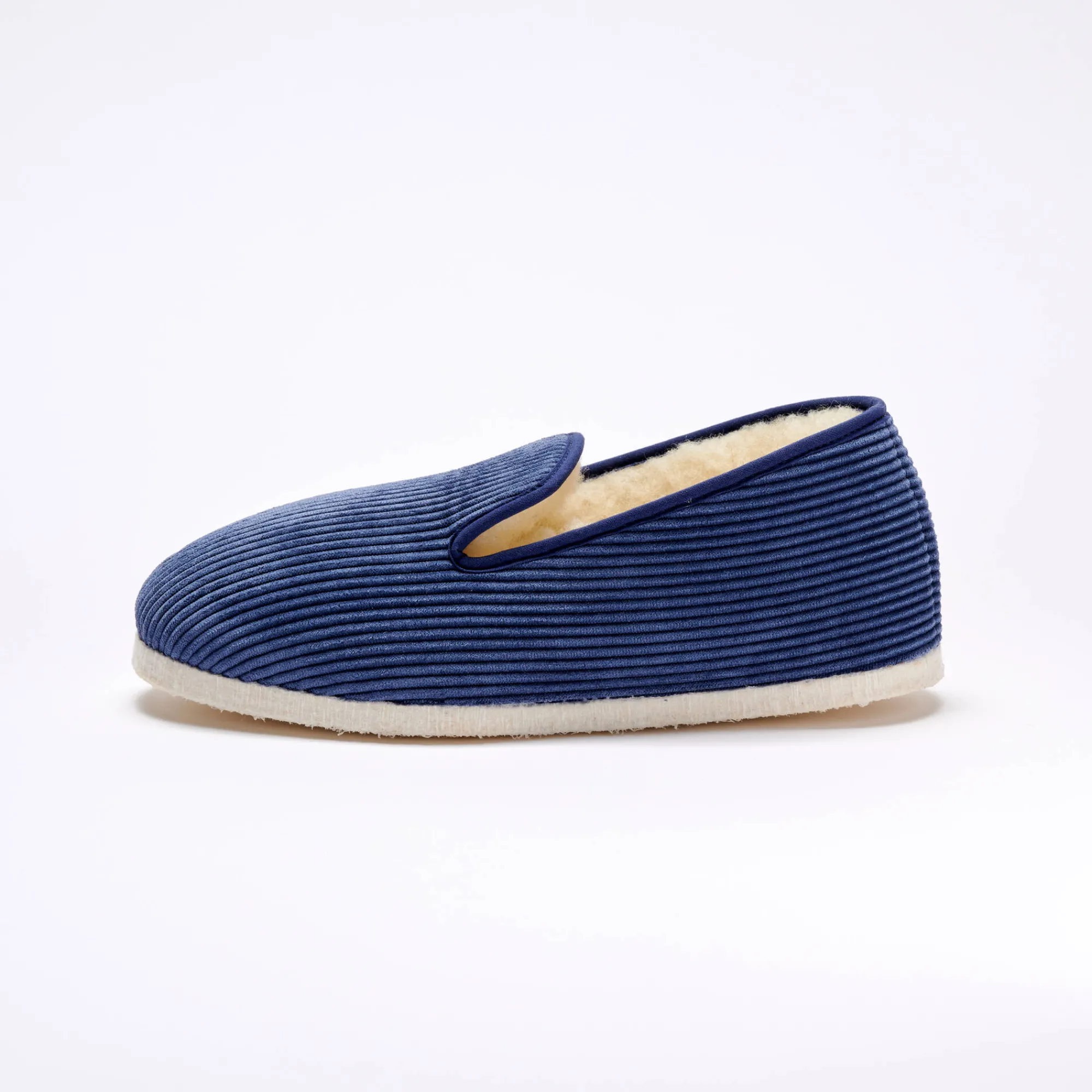 Schoenen|Schoenen Heren<Blancheporte Stille pantoffels in velours met wolvoering marineblauw