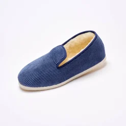 Schoenen|Schoenen Heren<Blancheporte Stille pantoffels in velours met wolvoering marineblauw