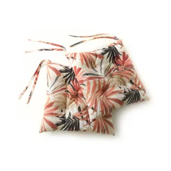 Stoelkussentje<Blancheporte Stoelkussen met bladprint - set van 2 roze / terracotta