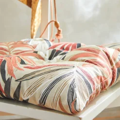 Stoelkussentje<Blancheporte Stoelkussen met bladprint - set van 2 roze / terracotta