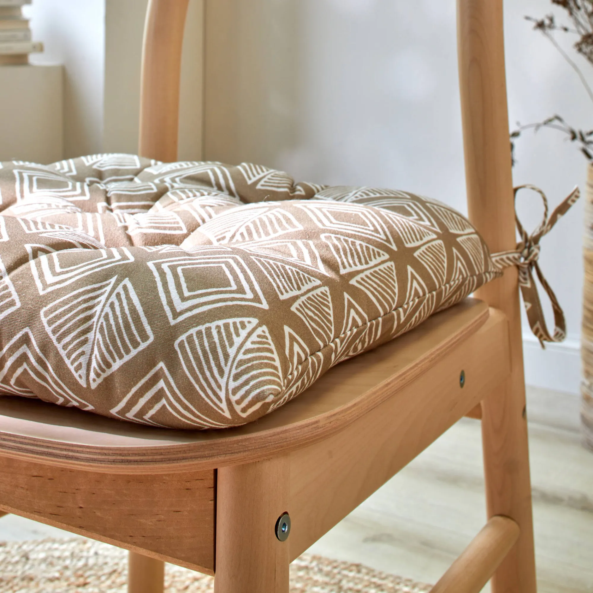 Stoelkussentje<Blancheporte Stoelkussentje, geometrische print - set van 2 beige / wit
