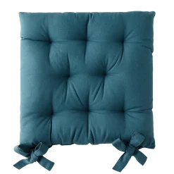 Stoelkussentje<Colombine Stoelkussentje in effen katoenen zeildoekstof - set van 2 blauw