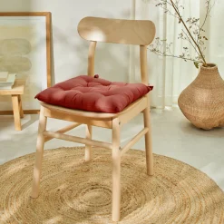 Stoelkussentje<Colombine Stoelkussentje in effen katoenen zeildoekstof - set van 2 terracotta