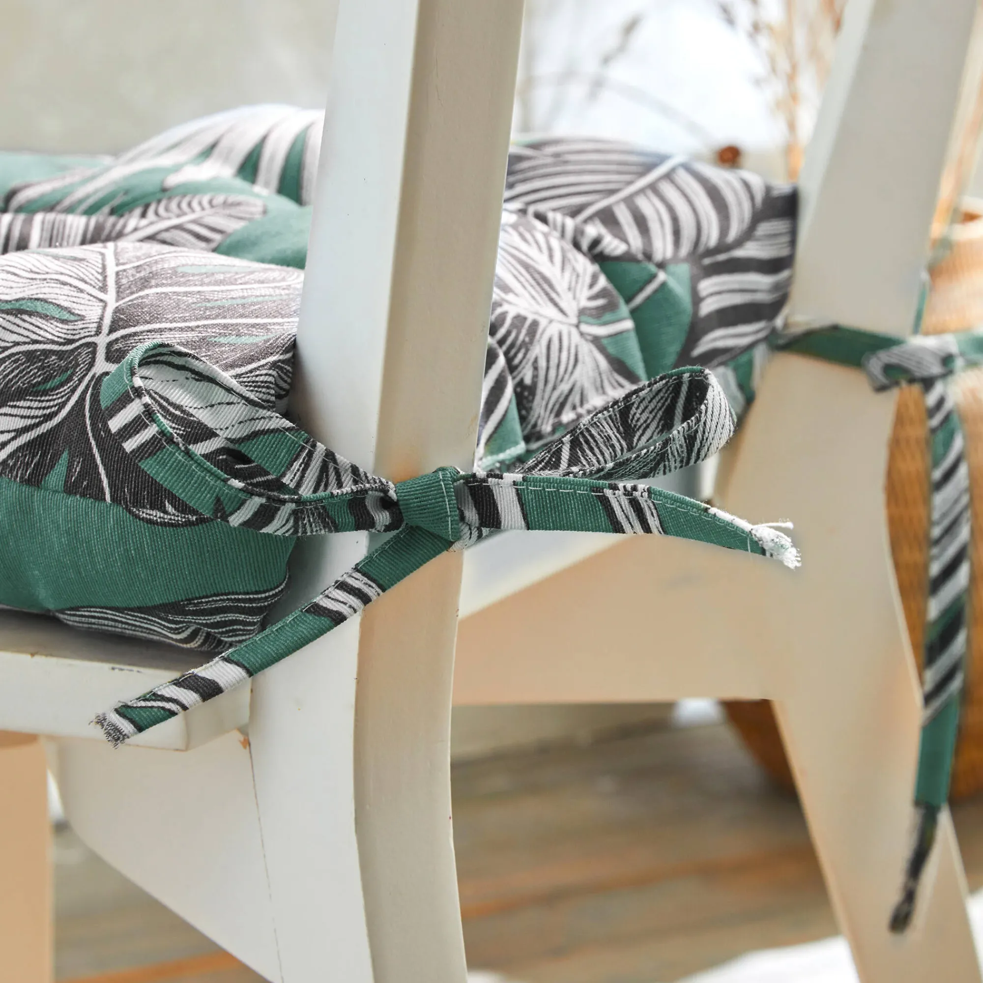 Stoelkussentje<Blancheporte Stoelkussentje met tropische print - set van 2 groen