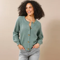 Trui En Vest<Blancheporte Streelzacht vest in patenttricot chiné groen