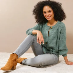 Trui En Vest<Blancheporte Streelzacht vest in patenttricot chiné groen