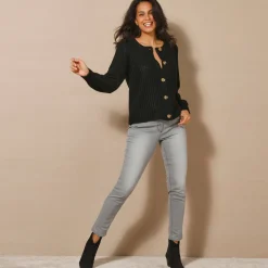 Trui En Vest<Blancheporte Streelzacht vest in patenttricot zwart