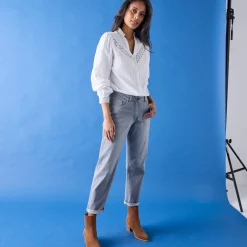 Jeans<Blancheporte Stretch jeans in 'mom' model grijs
