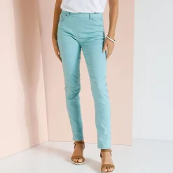Broek<Blancheporte Stretchbroek met afslankende naden celadon