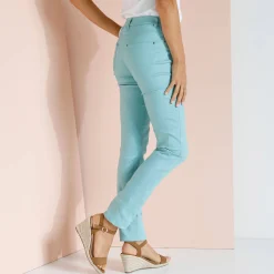 Broek<Blancheporte Stretchbroek met afslankende naden celadon