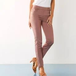 Broek<Blancheporte Stretchbroek met afslankende naden taupe