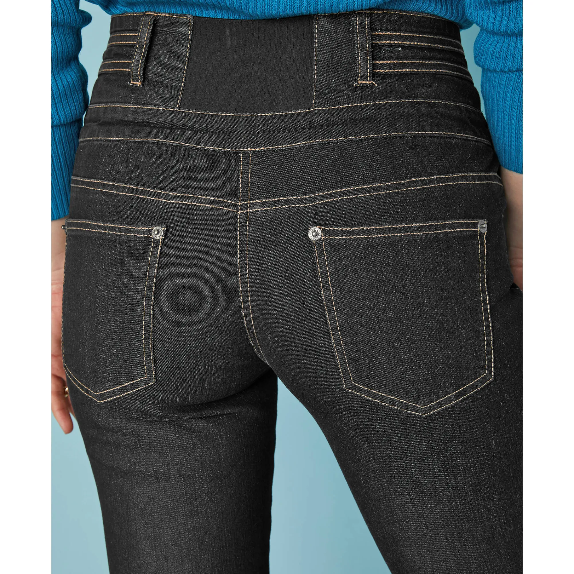 Jeans|Broek<Blancheporte Stretchjeans in bootcutmodel met hoge taille - binnenpijplengte 78 cm black